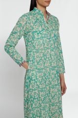 LONG KURTA Arabesque Design Natural Turquoise