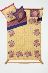 Reversible Quilt 250x270cm Lisa Corti X La Minervetta Arabesque Corolla Gold-Natural