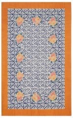 Cotton Cloth 180x350cm Arabesque Corolla Blue Natural