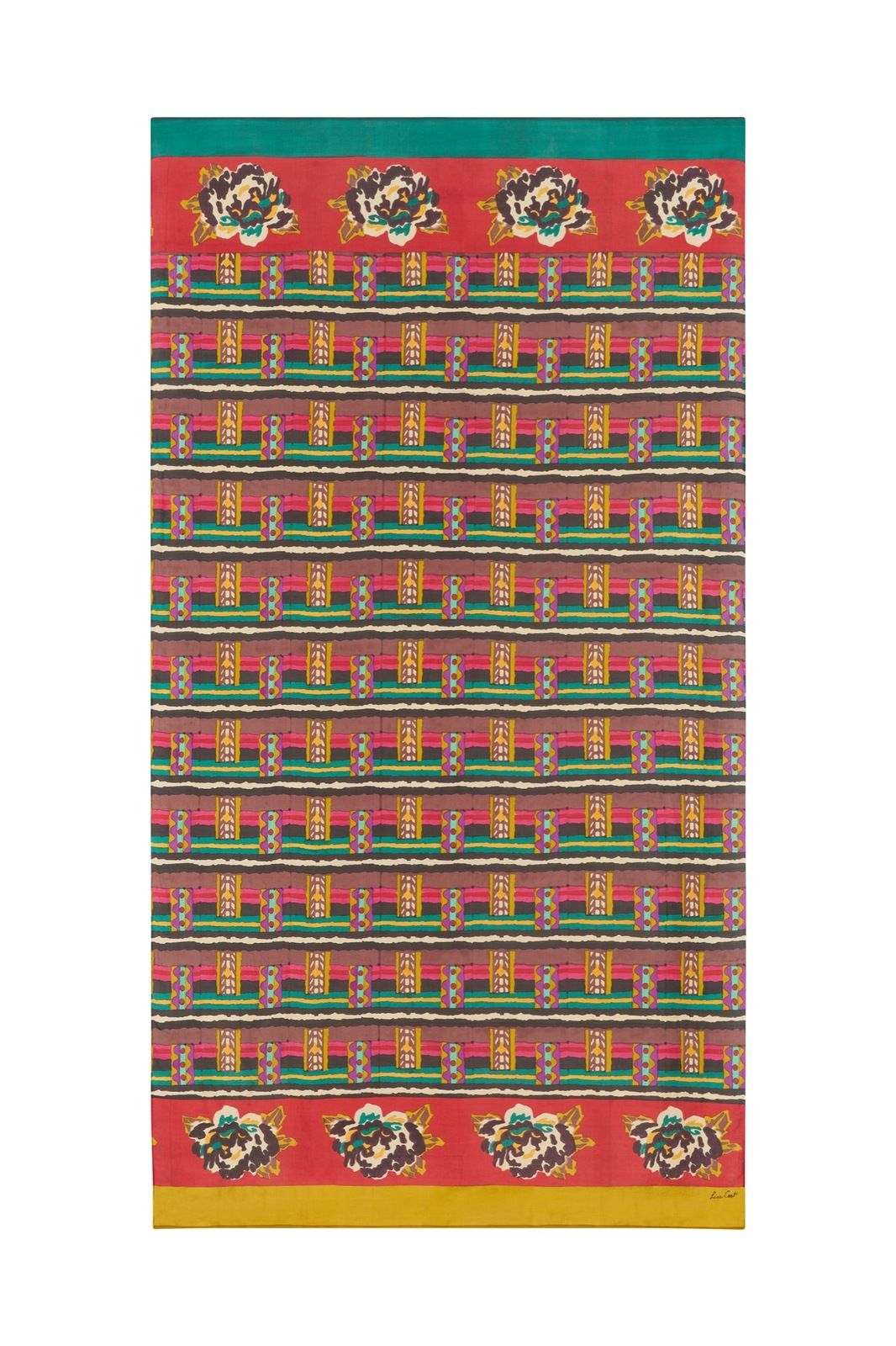 Silk Scarf 100x200cm Tamale Design Brown