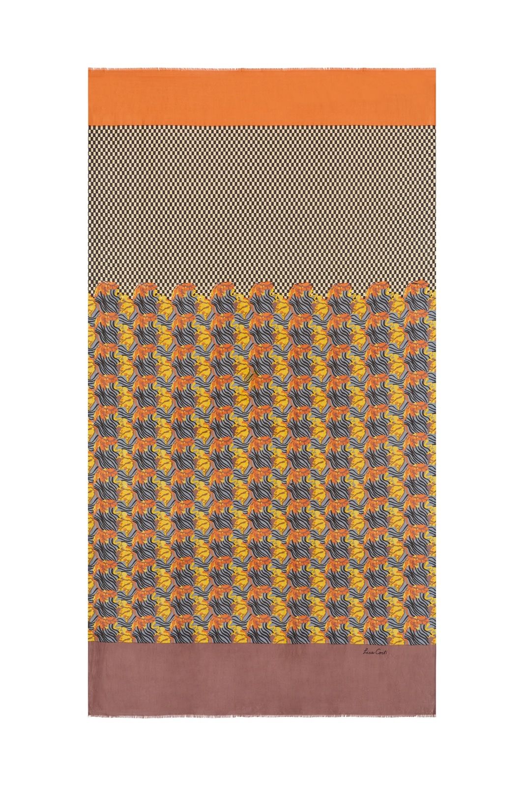 Wool Silk Scarf 100x200cm Eve Tulip Grey Blue