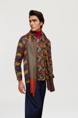 Wool Silk Scarf 100x200cm Eve Tulip Grey Blue