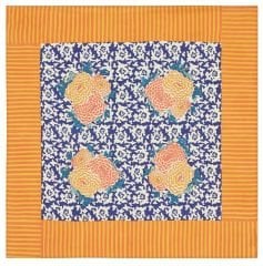 Cotton Cloth 110x110cm Arabesque Corolla Blue Natural